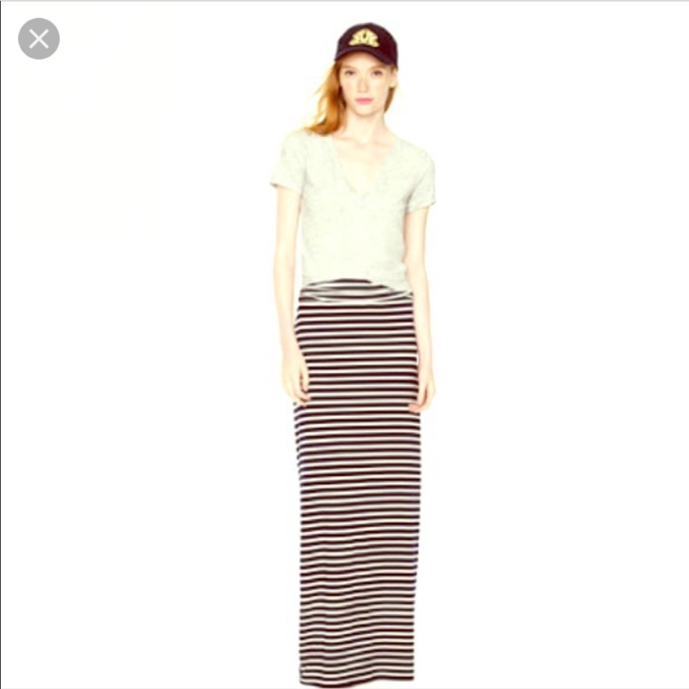J. Crew cream and navy maxi skirt size large